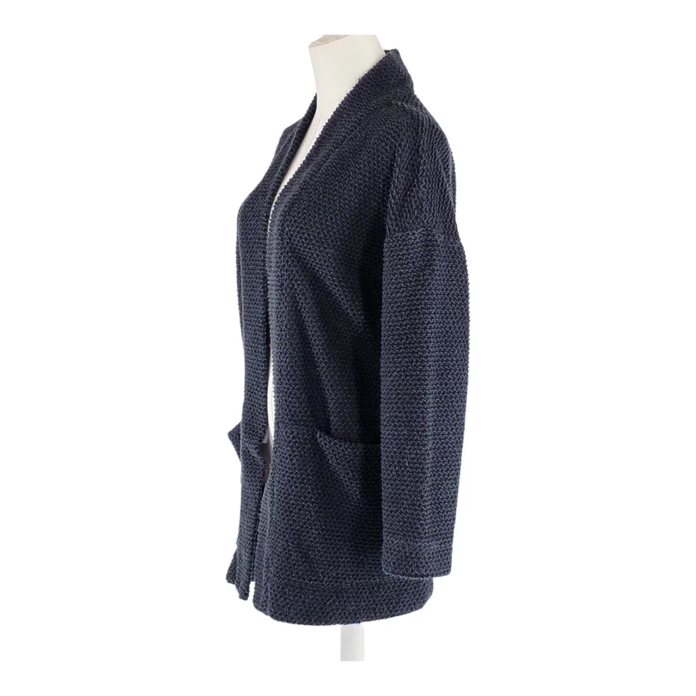 Modern Bohemia Marine Layer Birdseye Cardigan Women’s M Navy Open Knit Cotton...